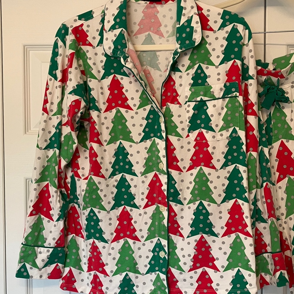 J. Crew Red and Green Tree Print Pajamas - Picture 4 of 11